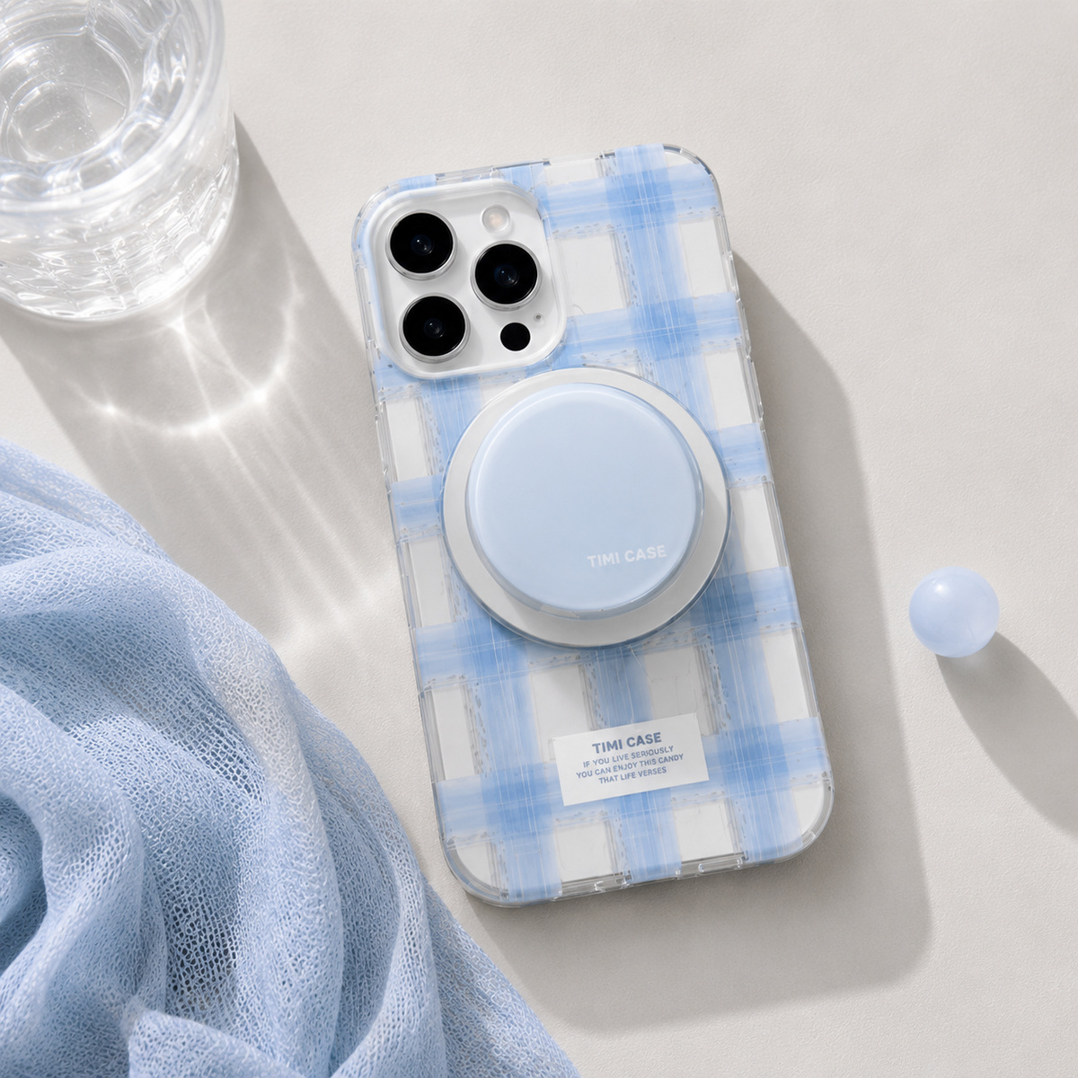 Funda para iPhone de Cuadros Azul Ciero